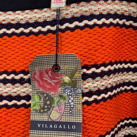 VILAGALLO Mini Skirt Navy, Red And Silver Size 42 US 10, Nwt - Picture 3 of 13